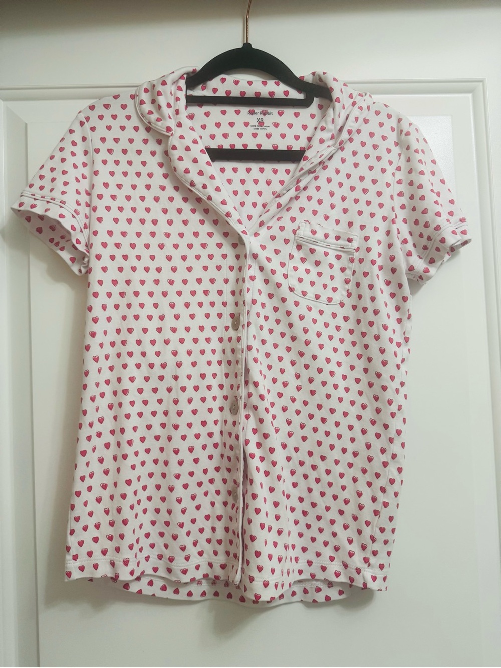 Roller Rabbit Hearts PJ Shirt Top Only Extra Small Preppy Loungewear - Picture 8 of 8